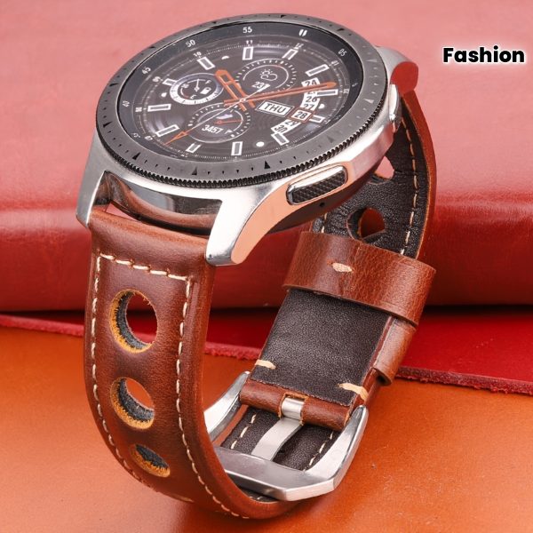 1pc Cowhide Genuine Leather Watch Strap, 20mm 22mm 24mm Oil Wax Fashion Band with Pin Buckle