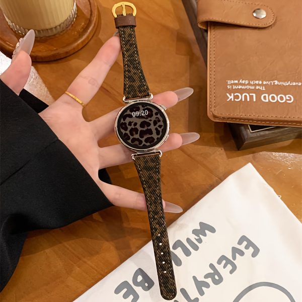 18Mm, 20Mm, 22Mm, Autumn And Winter Fashion New Retro High-End Leopard Print Slim Waist Smart Watch Strap, Suitable for Samsung.For Galaxyu002FFor Garminu002FHuaweiu002FXiaomiu002FAmazfit, Creative Unisex Wristband
