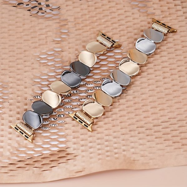 1pc of atmospheric glitter metal strap for men and Women's Apple Watch, compatible with Apple Watch 38u002F40u002F41u002F42u002F44u002F45u002F46u002F49mm, compatible with Apple Watch series Ultrau002FSEu002F10u002F9u002F8u002F7u002F6u002F5u002F4u002F3u002F2u002F1 fashionable high-end Men's and Women's smart wristbands