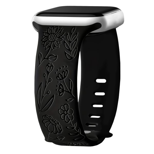 Flower-Etched Bands Suitable for Various for apple Watch Sizes, Designed for Women. These Soft Silicone Straps Feature an Adorable Floral Design, Perfect for Iwatch Series Ultra And Other Models