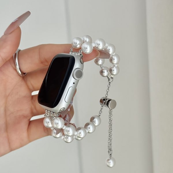 One Apple Watch Band Double-Row Pearl Chain Golden Strap for iWatch 38u002F40u002F41u002F42u002F44u002F45u002F46u002F49mm, Suitable for Apple Watch Ultra 1u002F2u002F3u002FSEu002Fseries 11u002F10u002F9u002F8u002F7u002F6u002F5u002F4u002F3u002F2u002F1. A Great Gift for Birthdays, Valentine's Day, or as a Gift for Friends or Besties